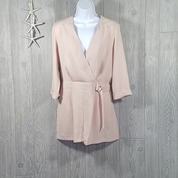 TOPSHOP Minimalist Effortless Wrap Front Romper Size 6 Pink - Picture 7 of 13